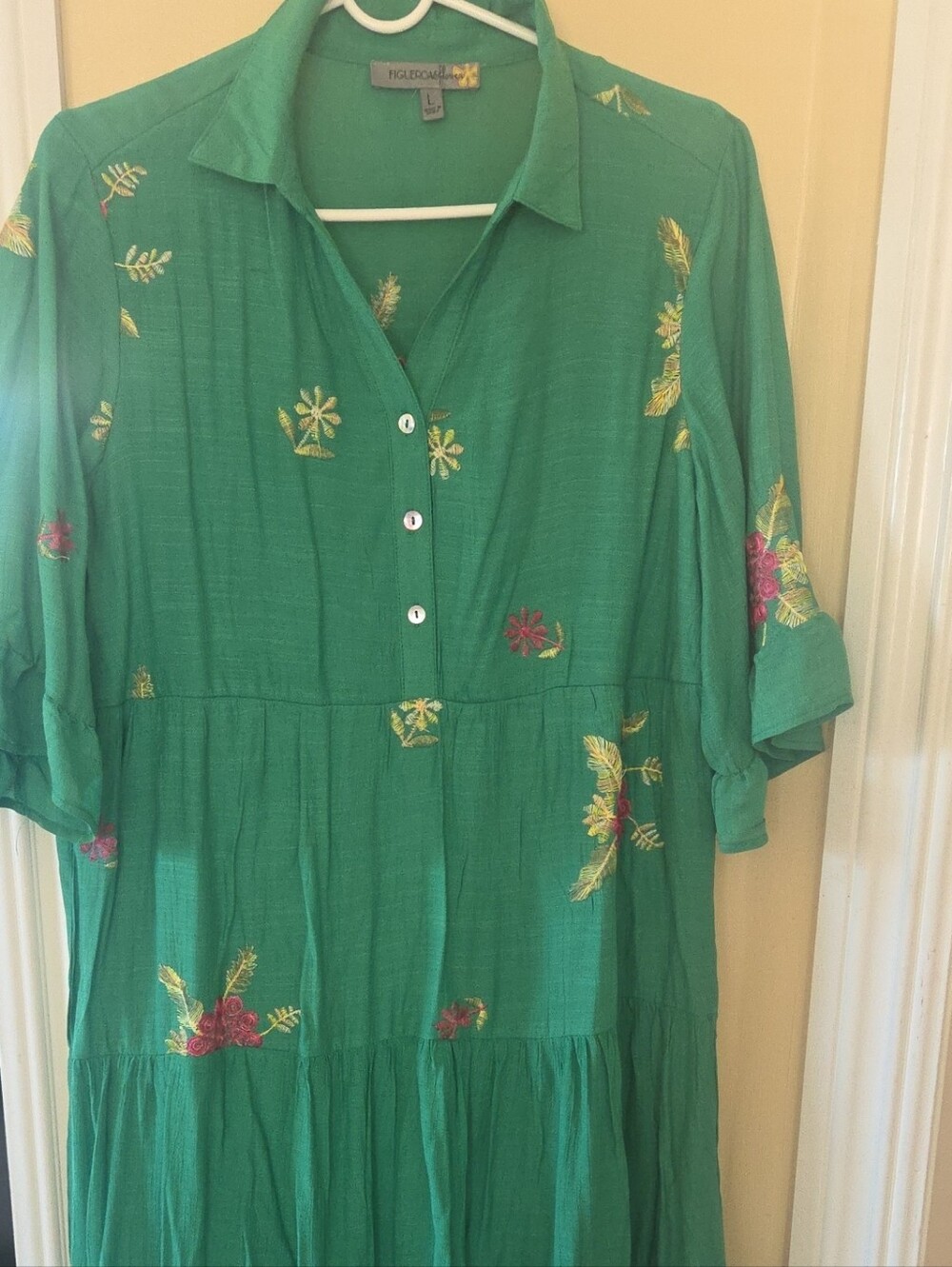 Figleaves Green Floral Tiered Midi Dress